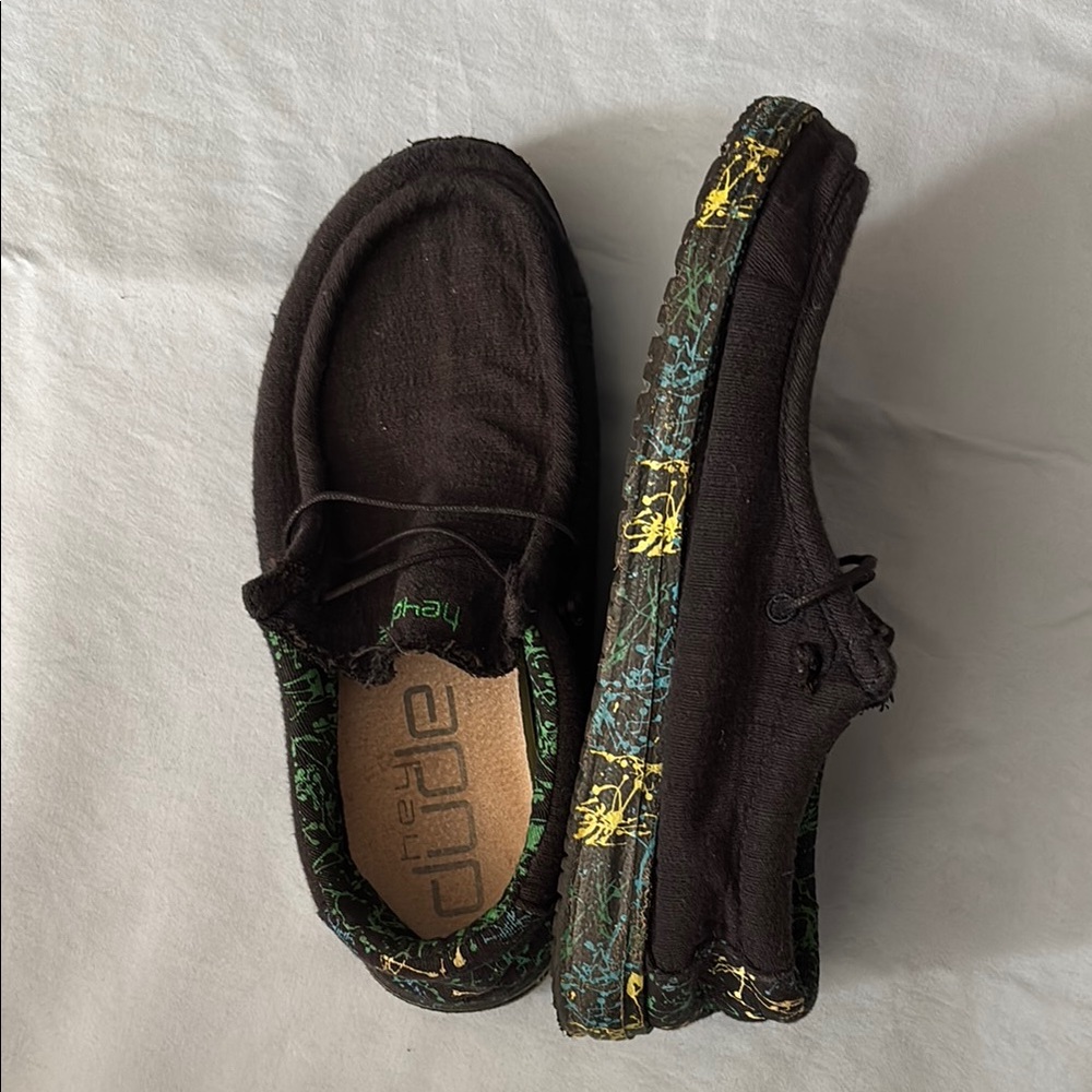 Hey Dude Black Slip-On Shoes with Colorful Accents